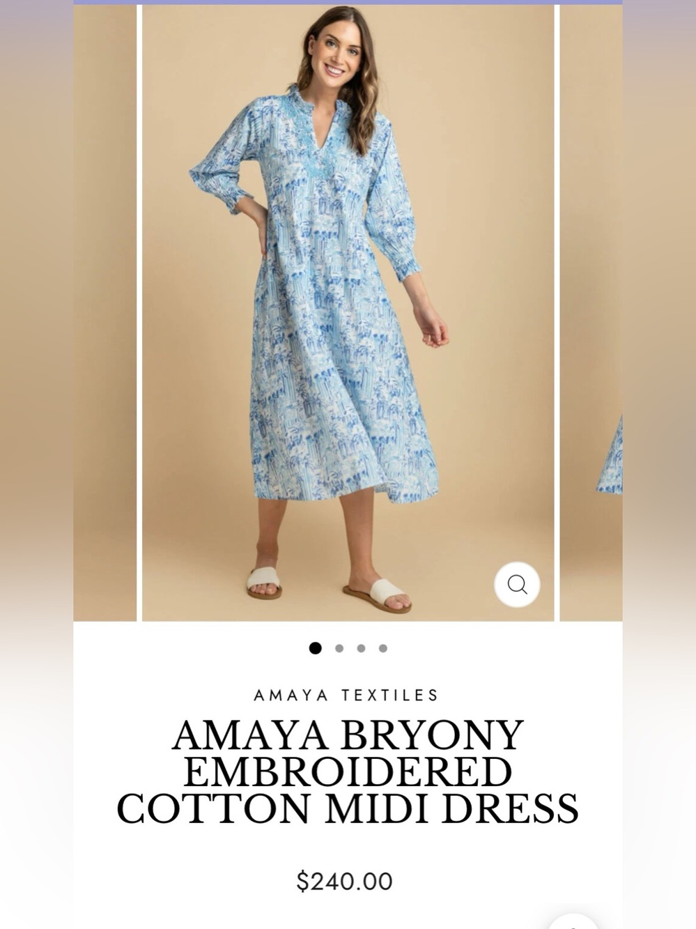 Amaya Byrony Blue and White Printed Women’s Dress - Relaxed Tunic Style